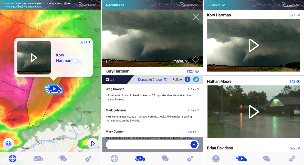 ZoomRadar Storm Chaser App IOs & Android